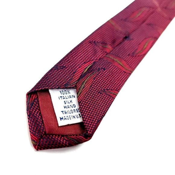 Paul Fredrick Red Silk Tie Woven Repp - Picture 4 of 5